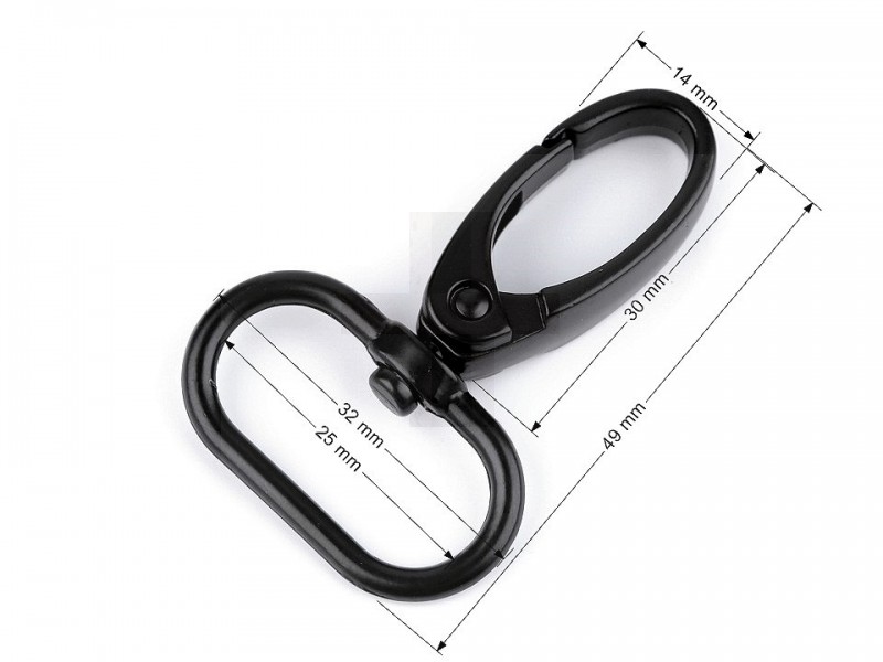 Fém karabiner 25 mm - Fekete Fém rövidárú Fém karabiner 25 mm - Fekete Fém rövidárú