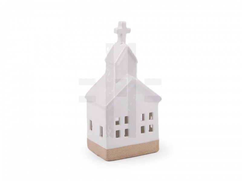            Világító porcelán templom - 17 cm