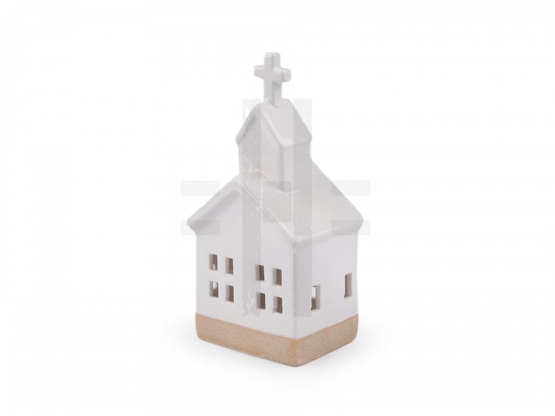             Világító porcelán templom - 17 cm