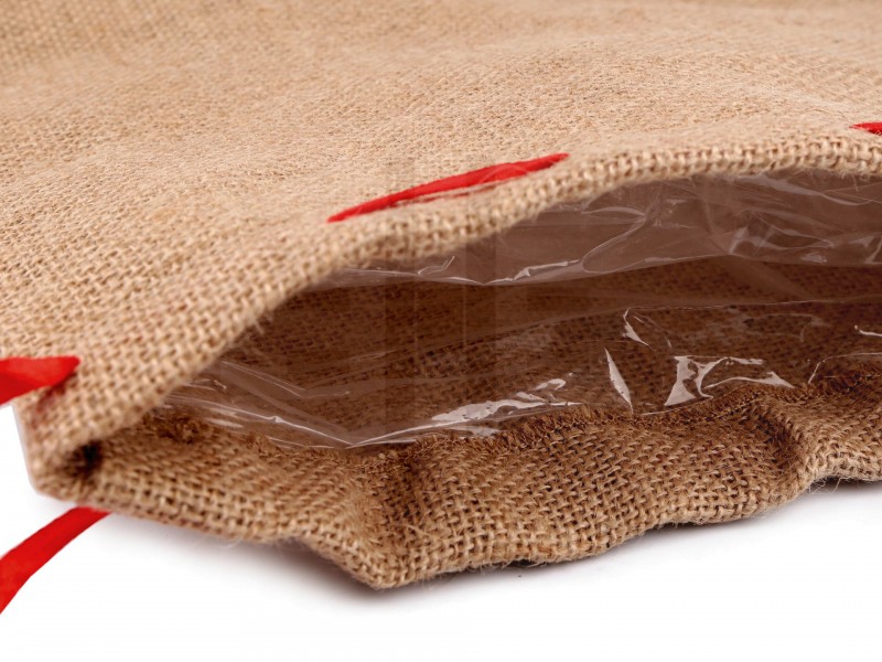 Ajándék zsákocska szalaggal juta vízálló fóliával - 25x30 cm Ajándék csomagolás Ajándék zsákocska szalaggal juta vízálló fóliával - 25x30 cm Ajándék csomagolás