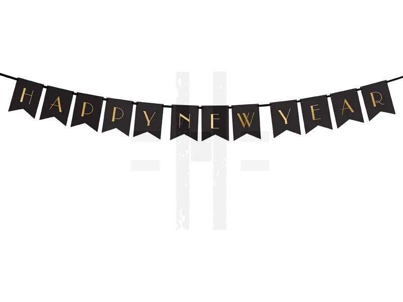 Happy New Year zászló fűzér - 2,5 méter Szilveszter