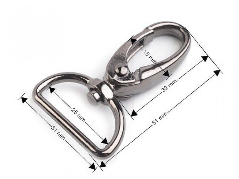 Fém karabiner delfinkapoccsal 25 mm Fém karabiner delfinkapoccsal 25 mm